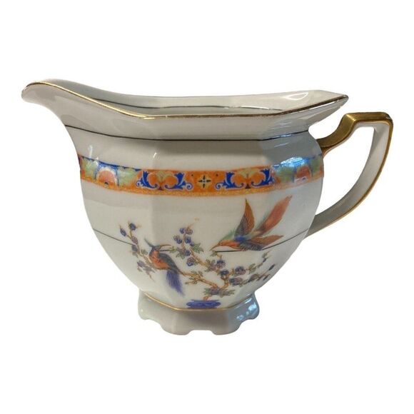 Vintage Exotic Birds Creamer by Victoria Czech China Pattern VIT306 Floral Vase - Picture 1 of 8